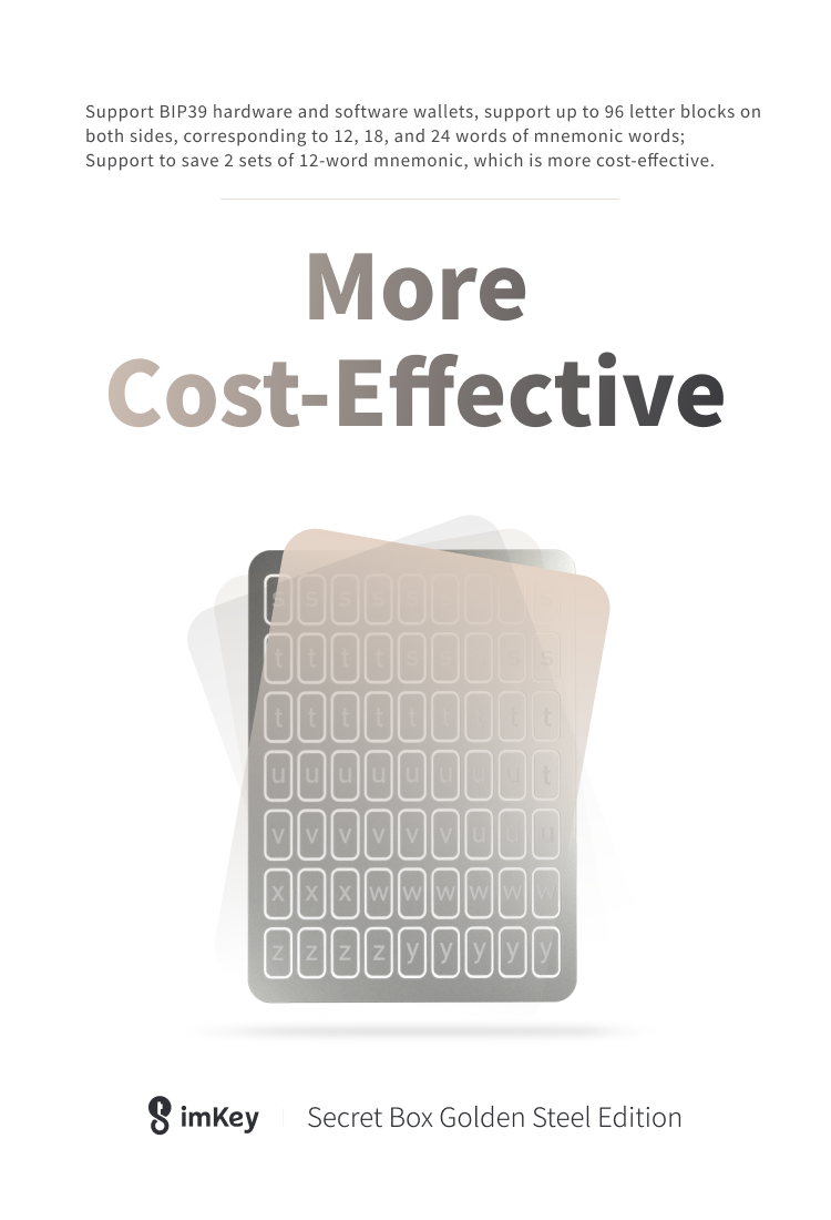 ImKey Secret Box - Cold Storage Seed Backup, Compatible with All BIP39 Hardware & Software Wallets